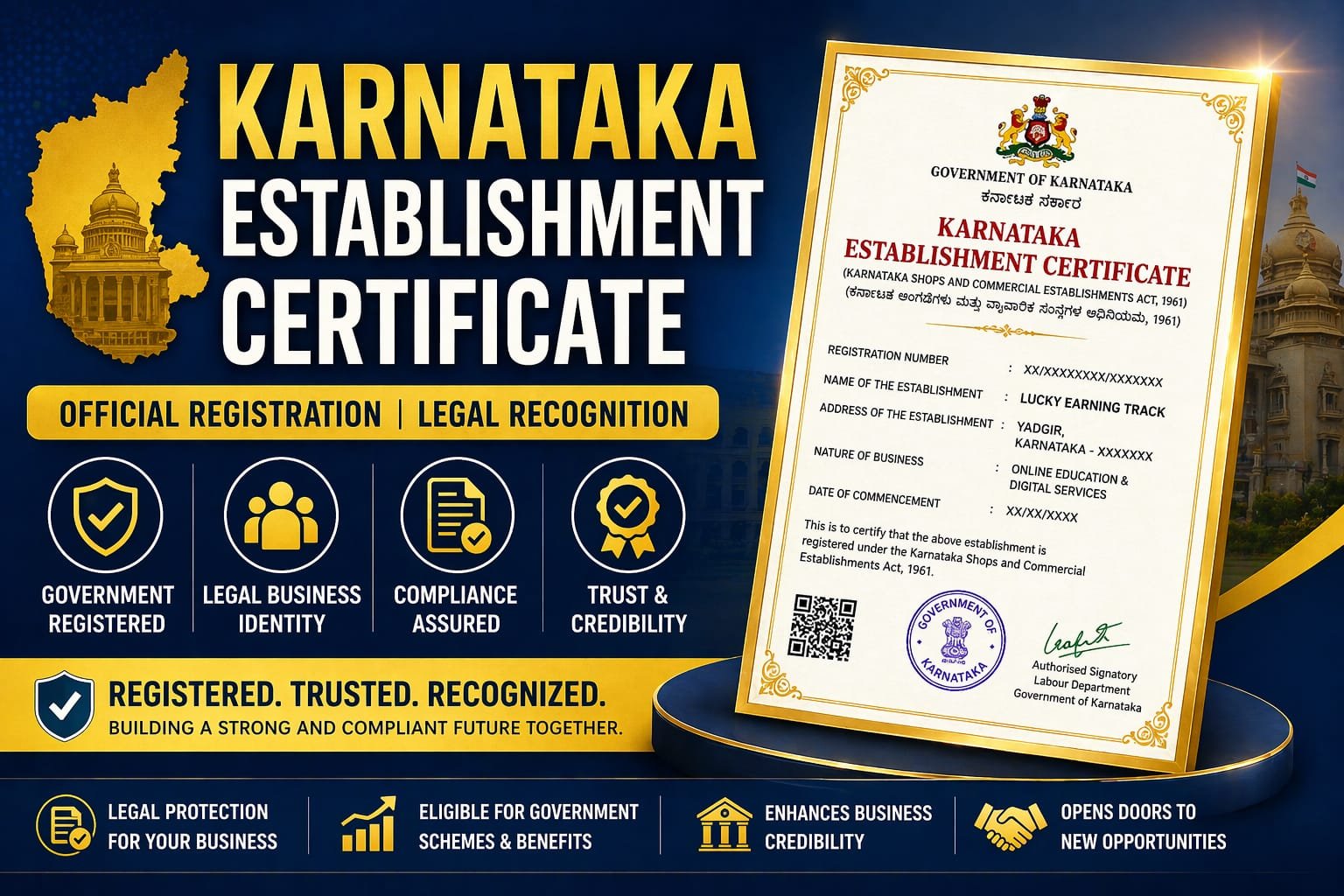 Certificate Of Establishment Karnataka Lucky earning Track